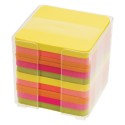 Cubo Carta Colori Neon per Appunti in Contenitore PL Trasparente - Wiler C2