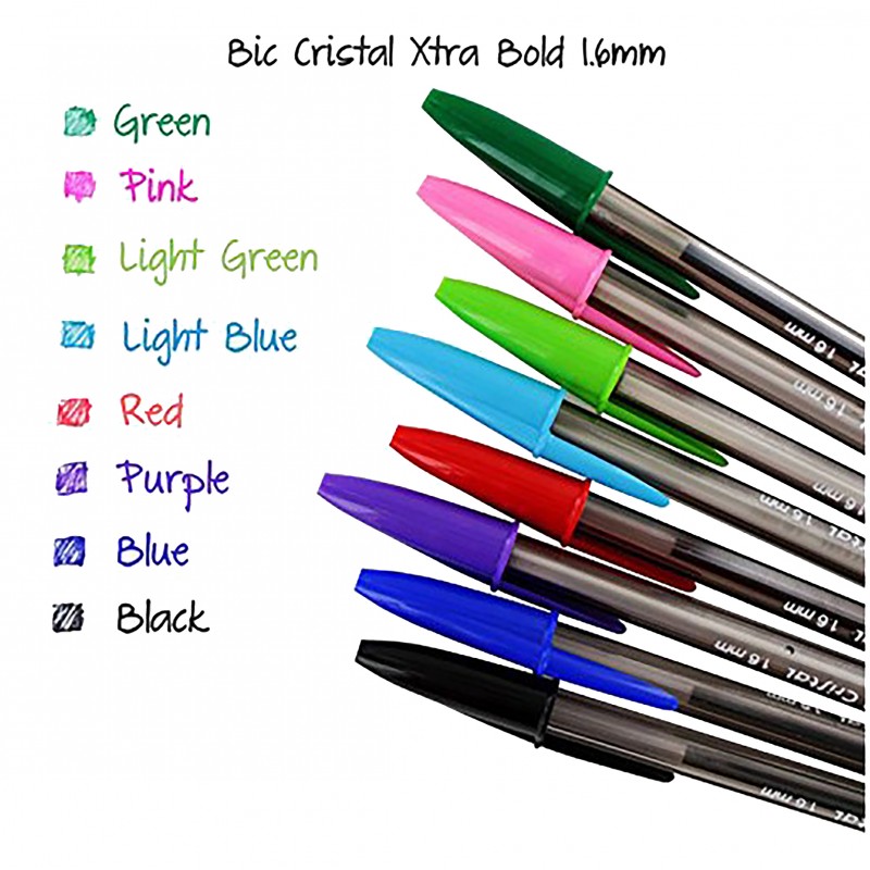 Penne BIC colorate Cristal Large Multicolour 1,6 mm assortiti conf. 20  pezzi - 92638 - Etichette Multiuso