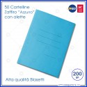 Cartelline 3 lembi 50 cartelle azzurro con alette per ufficio Blasetti Zaffiro 620