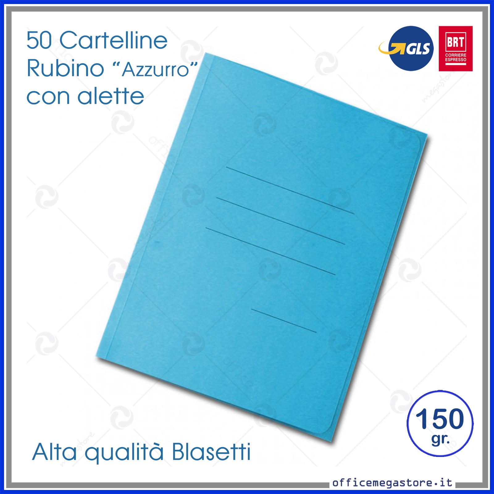 Blasetti - cartellina 3 lembi cartex azzurro fluo - 200gr - 25pz - Nadir  Cancelleria