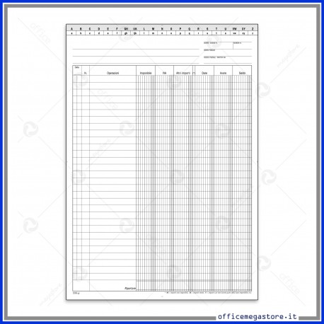 Scheda Dare Avere Saldo in evidenza imponibile IVA Con Rubrica A-Z 200g formato A4 Gruppo Buffetti DU156300000