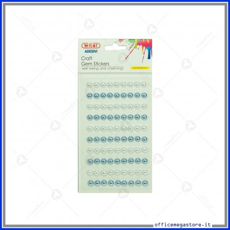 Stickers perle adesive 8mm colore bianche e blu Wiler STKP412