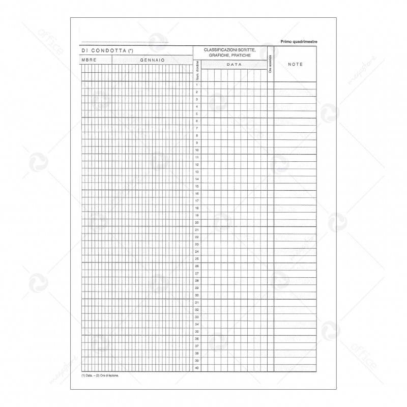 REGISTRO DEL PROFESSORE 1 classe F.to 16,5×34 cm CIERRE RISA40/1