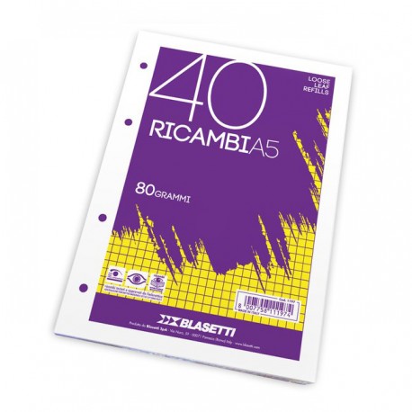 Ricambi A5 Rigatura "1RC" 40 fogli da 80g - Blasetti 1195