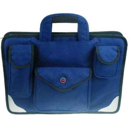 Borsa a Due Soffietti con 3 Tasche e Tracolla Blu in Tessuto poliestere - Wiler F812B