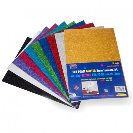 Eva Foam Glitter Gomma Espansa 2mm Formato A4 - Wiler EVAG10