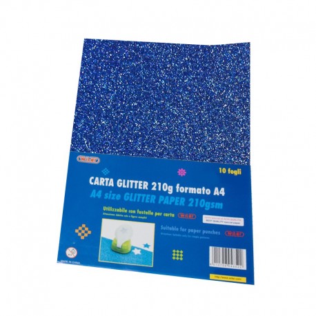 Carta Glitter Blu confezione 10 fogli Wiler GLP10C05