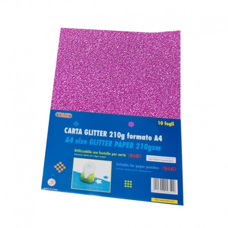 Carta Glitter 10 Fogli Fucsia - Wiler GLP10C20