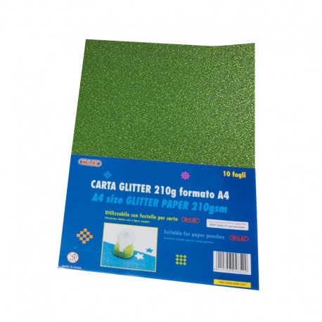 Carta Glitter 10 Fogli Verde scuro - Wiler GLP10C24