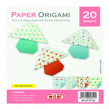 Carta per Origami 150X150mm 80 gsm Stampata doppio lato - Wiler OP15C