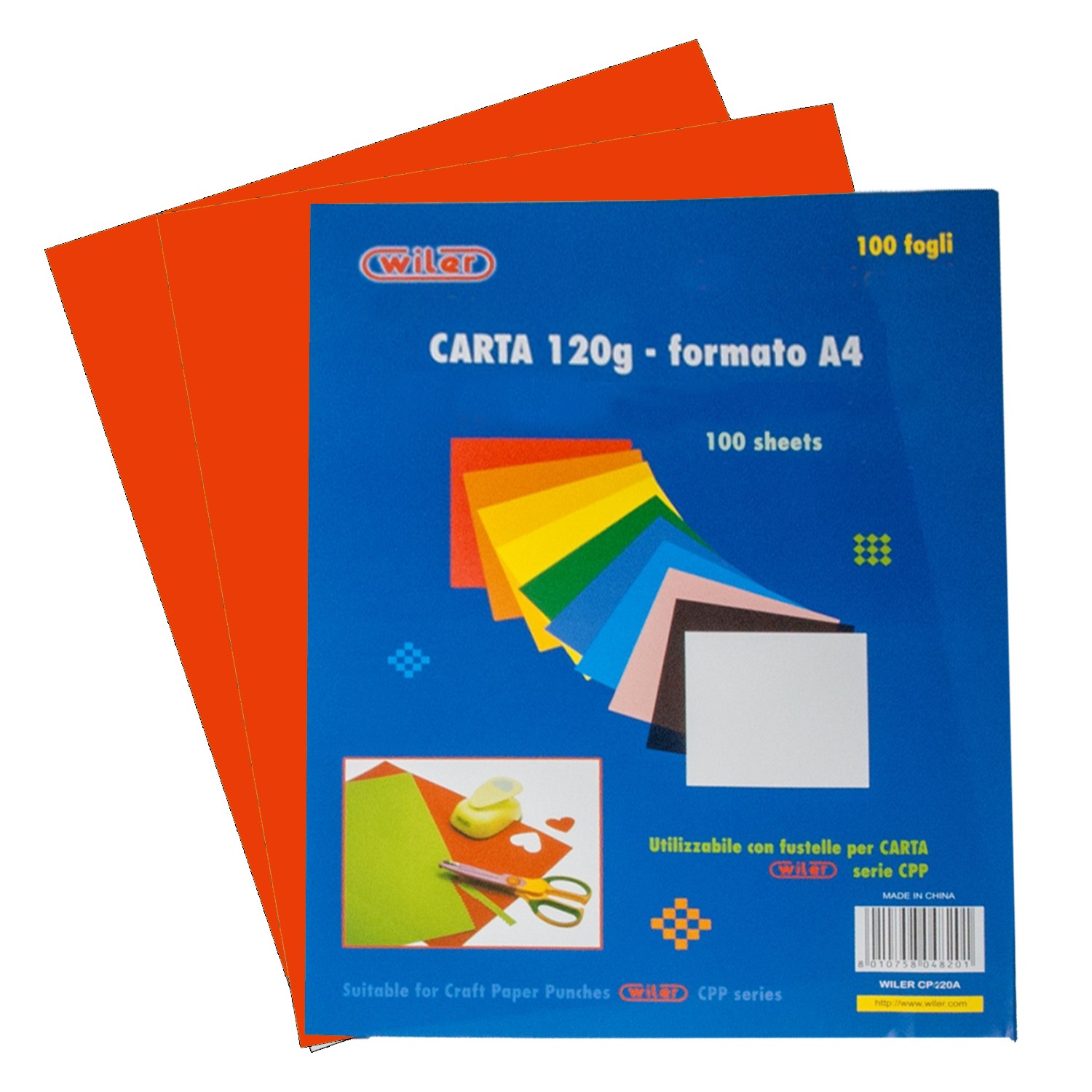 Carta Colorata Rosso 120g Formato A4 100 fogli - Wiler CP120C08