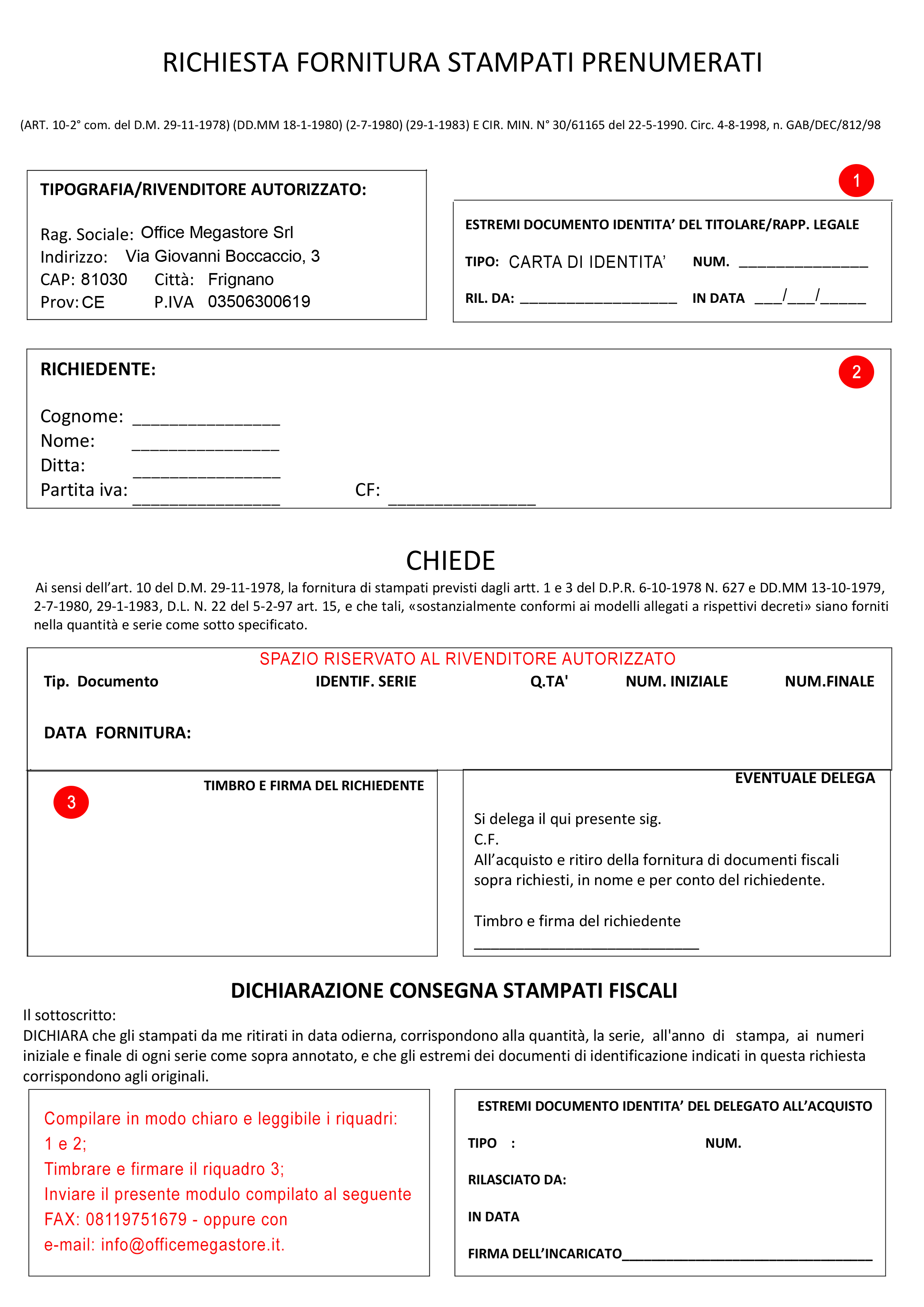 Ricevute Fiscali - Fatture (ric. fiscali) GENERICHE - Blocco - 50 fogli